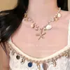 Colar de estrela-do-mar e concha estilo férias na ilha para mulheres, alta qualidade, luxo leve, corrente de cintura boêmia de nicho, multiuso