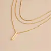 Colar Europeu e Americano Transfronteiriço Mais Vendido com Camadas, Colar Feminino Simples e Estiloso com Pingente de Barra de Metal Osso de Cobra