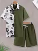 Conjunto de Duas Peças Masculino com Camisa de Manga Curta e Calça Longa para Viagem Transfronteiriça com Impressão 3D, Roupa Casual da Moda e Tendência para Férias, Customização Flexível Pod