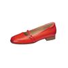 Sapatos Femininos de Moda Camada Única Novo Salto Grosso 2cm Couro Vaca Combinação Total Scarpins com Almofadinha e Almofadinha