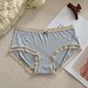 Pantaletas de Algodón Modal Antibacteriano Sin Costuras para Mujer, con Ribete de Encaje, de Cintura Media, que se Ajustan a la Cadera, Tallas Grandes para Mujer