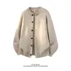 Suéter Cardigan de Punto para Hombre Otoño Invierno Abrigo Cuello Redondo Simple Abotonadura Simple Holgado Color Sólido Top Casual Hombre