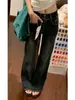 Calça jeans flare azul-acinzentada de cintura baixa, corte slim, com dois botões, novo estilo outono, versátil, modeladora, elástica, estilo bootcut para mulheres