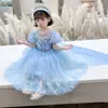 Vestido de Verano para Niñas Nuevo de Verano Vestido de Princesa de Malla para Niños Moda para Niñas Vestido de Gasa con Mangas Abullonadas