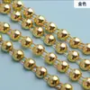 Cadena de Cuentas ABS Conectadas para Manualidades de Perlas de Doble Hilo de 6 mm, Cadena de Doble Hilo con Cuentas Semi-Circulares Electroplateadas Plateadas y Doradas a la Mitad, Perlas de Imitación