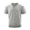 2026 Verano Nueva Moda Casual Camiseta de Punto para Hombre de Manga Corta Casual Rayas Estilo Old Money Suéter Top de Manga Corta