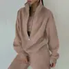 Primavera de 2026 Roupas Femininas Europeias e Americanas Amazon Conjunto de Duas Peças Moletom Lã Esportivo Rua Casual Moda para Mulheres