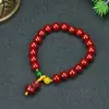 Novo Estilo Chinês Tendência Nacional Fivela da Paz Pulseira de Lótus Moda Feminina Elegante Retrô Pulseira Dourada com Areia Roxa Joias Pulseira de Cinábrio