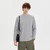 Camiseta Masculina Simples Americana de Manga Longa para Primavera e Outono com Design Canelado, Silhueta, Moletom com Capuz
