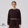 Sudadera con capucha de cuello redondo de longitud a la cintura transfronteriza europea y americana Conjunto de deportes al aire libre Manga larga Holgado Ropa de fitness y yoga Prenda superior Exterior
