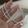 Pulsera de Plata de Ley S925 de Doble Capa con Accesorios de Flor para Mujer, Creativa y Versátil, Joyería de Mano Redonda Envuelta al por Mayor