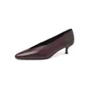 Zapatos de tacón alto elegantes estilo francés de 4.5 cm, nuevo modelo verano 2026, punta fina, tacón de aguja, zapatos de cuero planos sin cordones