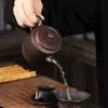 Bule de Argila Roxa Original Totalmente Artesanal para Uso Doméstico, Bule Único, Bule de Argila Roxa Artesanal, Bule para Conjunto de Chá, Bule com Nó de Bambu, Tamanho Grande