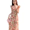 Vestido Floral com Mangas Leves para Mulheres, Novo Estilo Tendência Verão 2026, Vestido Longo Elegante Estilo Francês para Férias na Praia