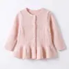 Estilo Coreano de Primavera y Otoño para Bebé Algodón Puro Vestido Top Sudadera Abrigo de Princesa Cardigan de Punto Versátil Elegante para Niñas