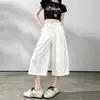 Calça Feminina Cropped de Cintura Alta Wide Leg, Estilo Preguiçoso e Relaxado, Nova Coleção Verão 2026, Jeans de Algodão Lavado Versátil Emagrecedor