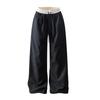 Pantalones de Cuadros Estilo Americano Sueltos de Pierna Ancha para Hombre, Marca de Moda Urbana Vibe, Cintura Color-Blocking, Cordón, Pantalones Deportivos Casuales