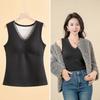 Chaleco de Terciopelo Cálido y Engrosado para Mujer en Otoño e Invierno Estilo Nuevo con Almohadillas en el Pecho, Cuello en V de Encaje Camiseta Básica de Tirantes para Mujer
