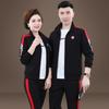 Conjunto esportivo para casais de meia-idade e idosos, terno de três peças para primavera e outono, roupas esportivas para homens e mulheres de meia-idade, roupa de lazer para mamãe e papai