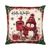 Funda de almohada popular de Amazon con temática navideña y estampado de muñeco de nieve, funda de almohada de lino de alta calidad, elegante funda de cojín para coche
