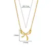 Colar Pingente Laço de Pérola Transfronteiriço Europeu e Americano para Mulheres, Aço Titânio Banhado a Ouro 18K, Pingente Personalizado Elegante Estilo Retro Francês