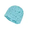 Sombrero Baotou Tejido a Mano Estilo Japonés para Mujer Primavera y Verano Calado Flor de Lentejuelas Gorro de Tejer Retro Artístico de Moda