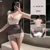 Lingerie Sexy Plus Size Roupa de Secretária Comissária de Bordo Renda de Alta Qualidade Bodycon Emagrecedor Sexy Tentação Uniforme de Escritório 8502
