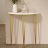 Mesa consola de entrada ultraestrecha de madera maciza nórdica contra la pared, mesa de entrada semicircular para uso doméstico en la sala de estar o el pasillo, mesa de arte de hierro