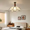 Teto de Pétalas Estilo Francês Meados do Século Lâmpadas de Sala Artísticas de Alto Padrão Lâmpadas de Quarto de Madeira Maciça Retrô Japonês Tecido