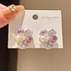 Flor Colorida Incrustada con Perlas~Estilo Lujo Ligero Pendientes de Flor de Zirconia, Perla y Cristal, Pendientes Dulces y Elegantes con un Toque de Alta Gama para Mujer
