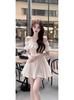 Vestido Blanco de Doble Capa con Hombros Descubiertos y Manga Corta para Mujer, Verano, Nueva Llegada, Falda Línea A con Borde de Oreja