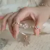 Pulsera de Trébol de Cuatro Hojas Rosa para Mujer, Plata Pura, Estilo Bosque, Lujo Ligero, Pulsera de Ráfaga Estelar de Nicho, Joyería de Amistad, Regalo de Navidad