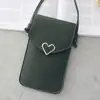 Nova bolsa transversal transparente com tela sensível ao toque para celular, carteira com fivela de cor sólida, porta-cartões, celular, estilo retrô para estudantes