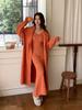 Cárdigan de punto moderno de comercio exterior transfronterizo, estilo holgado y perezoso, traje de falda con tirantes, suéter para mujer, chaqueta, conjunto de dos piezas