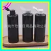 Botella de plástico negra de 300 ml con hombro plano y tapa tipo mariposa para champú y gel de ducha, botella negra de 300 ml con tapa abatible para detergente