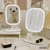 Espelho de Maquiagem Inteligente de LED de Plástico com Luz Armazenamento Penteadeira Quarto Espelho Doméstico Dormitório de Estudante Espelho de Mesa