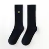 Meias Femininas Estilo Preppy Japonês Meias de Cano Médio com Bordado de Coroa Meias Lisas Versáteis Meias até o Joelho Meias Enrugadas para Uniforme JK Meias de Algodão Femininas