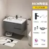 Juego de gabinete de baño de aleación de aluminio tipo panal, que incluye lavabo cerámico, lavamanos y mueble tocador con espejo