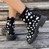 Botas de Neve Casuais de Tecido Fly de Tamanho Grande para Mulheres, Novo Estilo Outono e Inverno 2025, Botas Casuais Leves para Mulheres