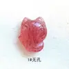Cristal Morango Vermelho Rosado Natural Raposa Fofa Pingente Cristal Rosa Pingente DIY Pulseira Joia Pequena da Moda