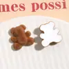 Outono e Inverno Novo Veludo Flocado Ursinho Fofo Patch de Resina Brincos DIY Brincos Femininos Acessórios para Grampo de Cabelo Capa de Celular