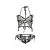 Shuoyao lingerie sexy sexy see-through malha paixão borboleta três pontos sem costas engrenagem aberta livre fora uniforme terno 268
