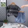 Traje de Verano para Niños 2025 Nuevo Bebé Niños Atractivo Letra Manga Corta Conjunto de Dos Piezas Ropa Casual de Verano para Bebé