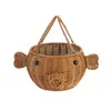 Cesta de Almacenamiento Tejida de Mimbre Sintético, Bolso de Mano para el Hogar, Cesta Redonda para Frutas, Cesta para Picnic al Aire Libre, Cesta de Regalo