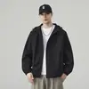 Chaqueta Cortavientos con Capucha de Color Sólido Básica de Otoño de Marca de Moda para Hombres y Mujeres Retro Simple Versátil Chaqueta Deportiva Casual para Parejas