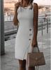 En stock transfronterizo Amazon WISH AliExpress verano sin mangas color liso temperamento paquete templo vestido