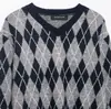 Amazon Europeo y Americano Aliexpress Popular Normcore Elegante Ropa de Trabajo Versátil Suelto y Cómodo Diseño Patrón de Rombo Tejido