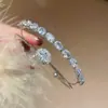 Pulsera de Apertura Ovalada de Circonita de Doble Capa Super Brillante Moda Simple Estilo Celebridad de Internet Pulsera de Lujo Ligero Pulsera de Temperamento de Gama Alta