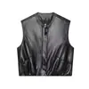 Para Comercio Exterior Europeo y Americano Transfronterizo Ropa de Mujer Aliexpress Nueva Chaqueta Chaleco Sin Mangas de Cuero Mate para Ceñir la Cintura