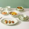 [Procesamiento y Personalización] Gaoyue Lujo Accesible Phnom Penh Tazones y Platos de Cerámica, Vajilla Doméstica Simple y de Moda, Tazones para Sopa y Vajilla